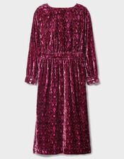 East Jude Print Velvet Midi Dress, Red (BERRY), large