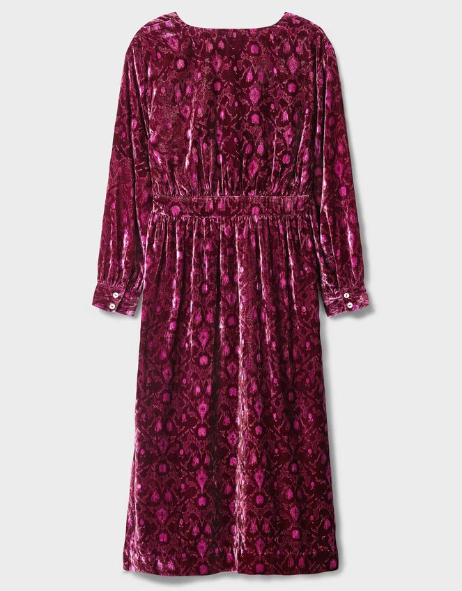 East Jude Print Velvet Midi Dress, Red (BERRY), large