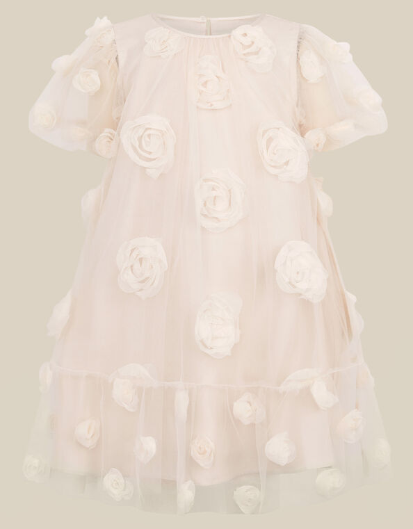 Lily Rose Appliqu&eacute; Mesh Party Dress, White (WARM IVORY), large
