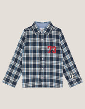 73 Logo Checkered Shirt, Blue (BLUE), large