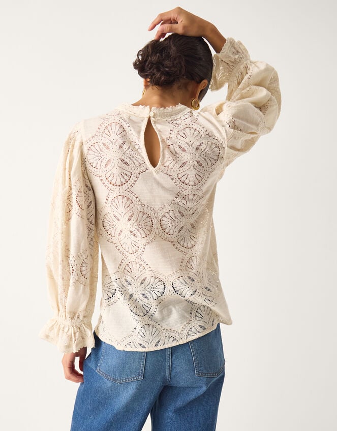Imogen Lace Insert Blouson Blouse, Ivory (IVORY), large
