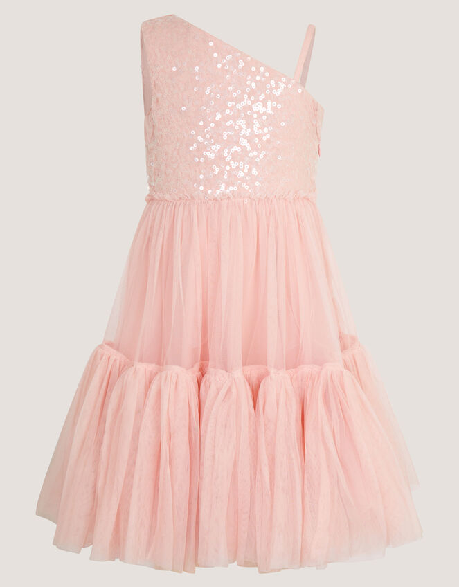 Asymmetrical Sequin Tulle Party Dress, Pink (PINK), large