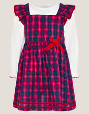 Baby Top & Tartan Pinafore Dress Set, Red (RED), large