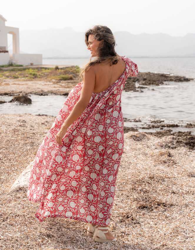 Pitusa One Shoulder Block Print Maxi Dress, , large