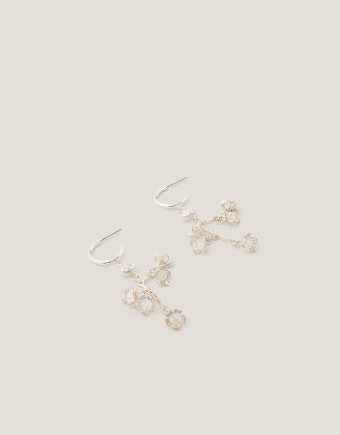 Diamant&eacute; Flower Hoop Drop Earrings, , large