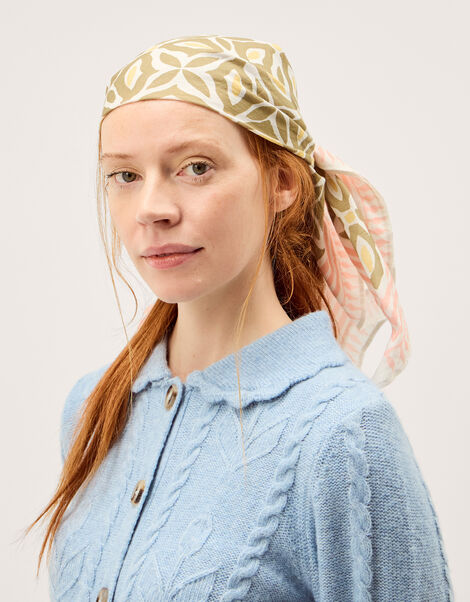 Elma Print Square Cotton Scarf, , large