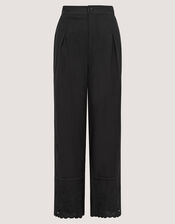 Cindy Embroidered Wide Leg Trousers, Black (BLACK), large