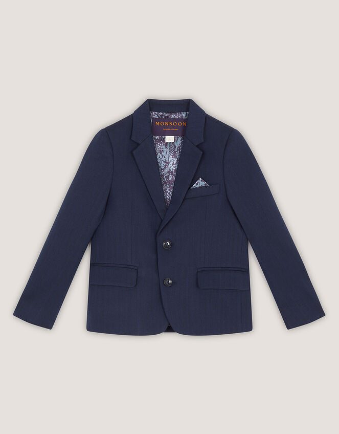 Harry Herringbone Suit Jacket, Blue (NAVY), large