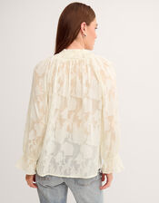 Lyra Sheer Devor&eacute; Blouse, Ivory (IVORY), large