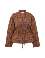 Antik Batik Pie Print Jacquard Quilted Jacket, Camel (CAMEL), large