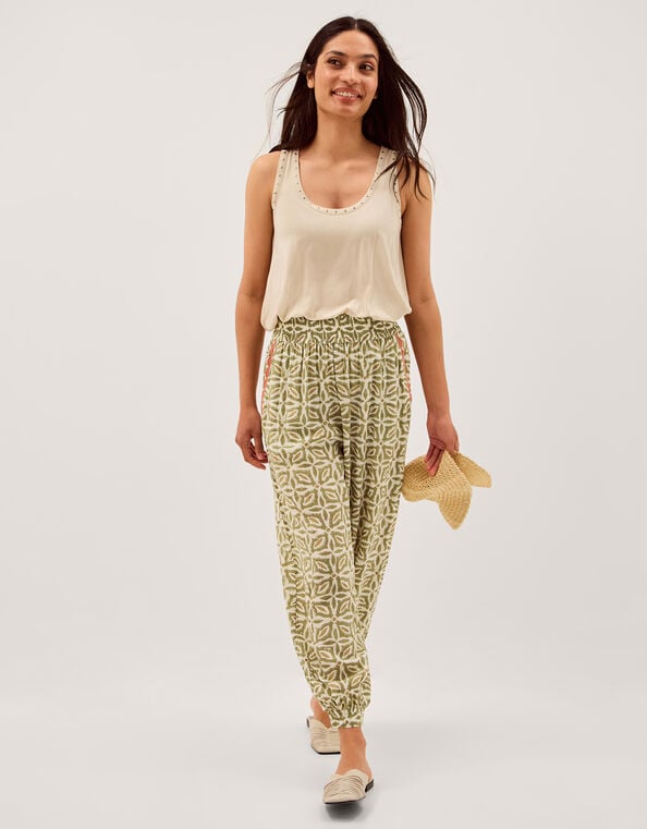Elma Print Balloon Pants, Green (KHAKI), large