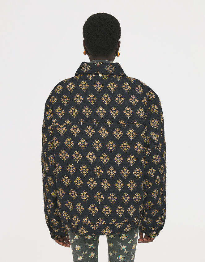 Antik Batik Chino Oversized Floral Quilted Jacket, Black (BLACK), large
