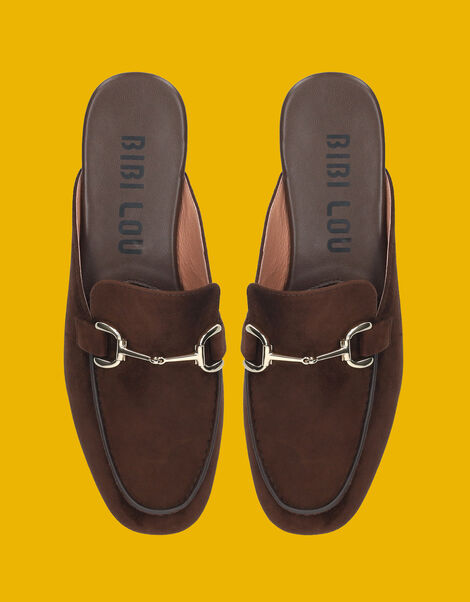 Bibi Lou Ashe Suede Mule Loafers, Brown (BROWN), large