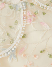 Baby Floral Embroidered Cape Party Dress, Multi (MULTI), large