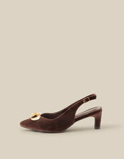 Juni Embellished Slingback Heels , Brown (BROWN), large
