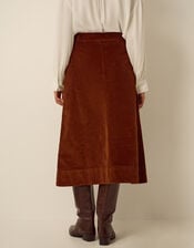 Nicky Corduroy Midi Skirt, Brown (COGNAC), large