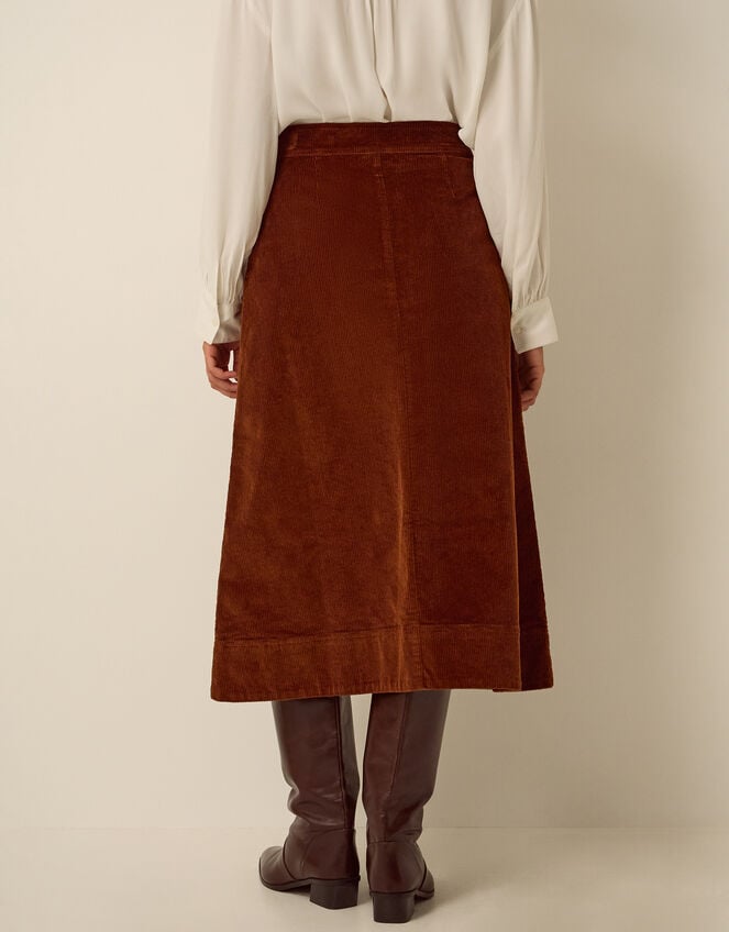 Nicky Corduroy Midi Skirt, Brown (COGNAC), large