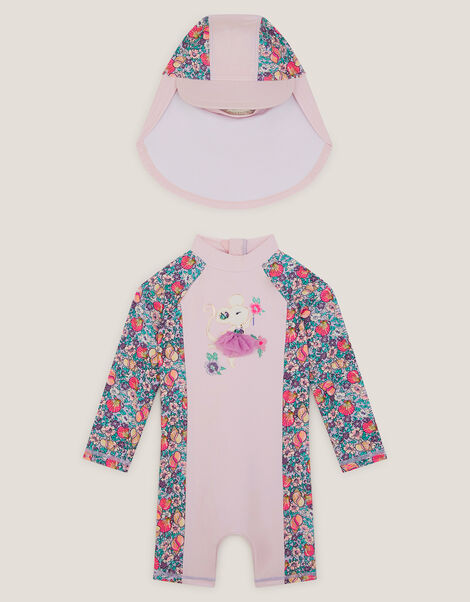 Baby Floral UPF50+ Swimsuit & Sun Hat, Pink (PINK), large