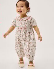 Baby Rose Smocked Romper, Ivory (IVORY), large