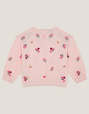 Floral Broderie Bow Sweatshirt, Pink (PINK), large