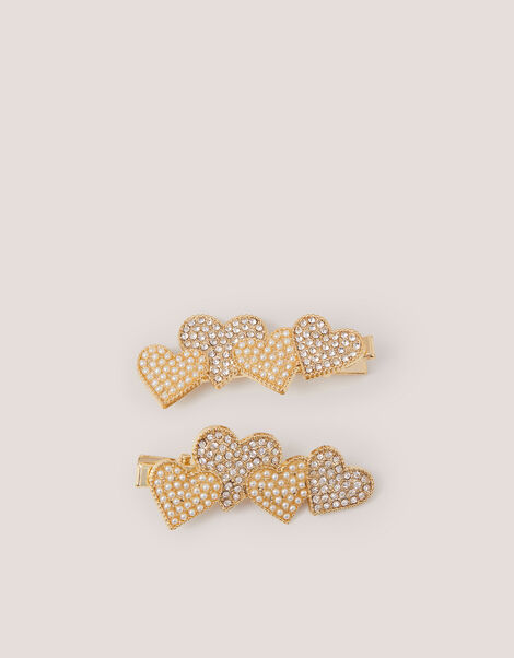 2-Pack Diamant&eacute; Heart Hair Clips, , large