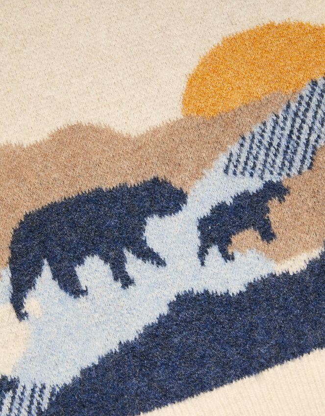 Bear Scene Knit Jumper, Camel (BEIGE), large