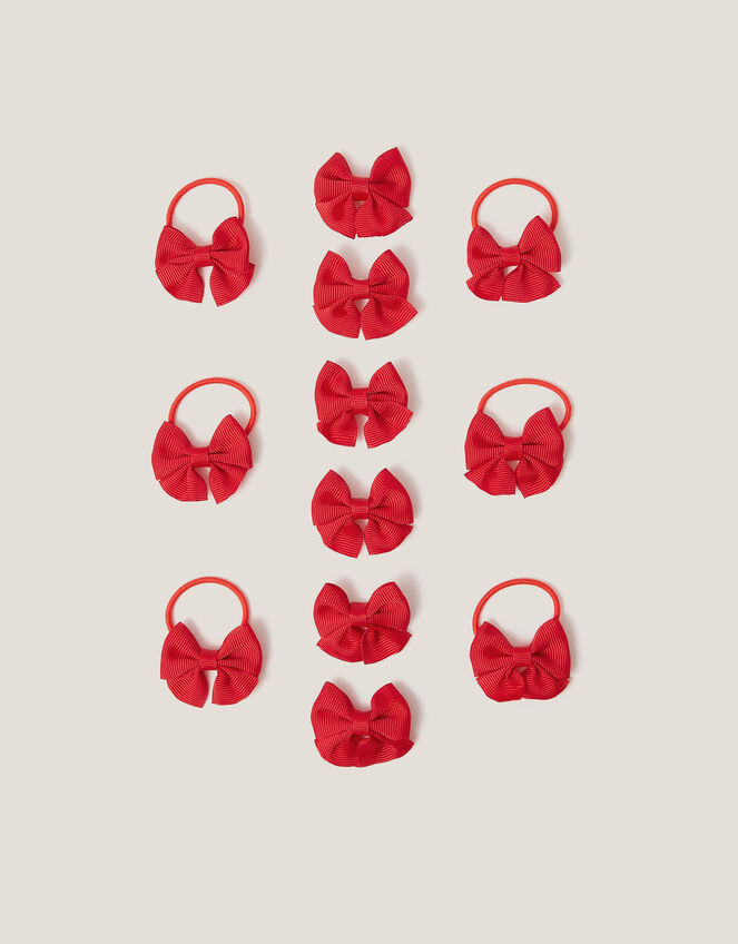 12-Pack School Bow Clips & Hair Bands, Red (RED), large