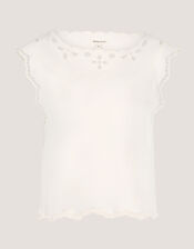 Gaia Floral Cutwork Top, Ivory (IVORY), large