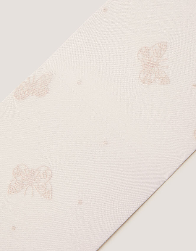 20 Denier Polka Dot Butterfly Tights, White (WHITE), large