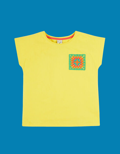 Frugi Crochet Pocket T-Shirt, Yellow (YELLOW), large