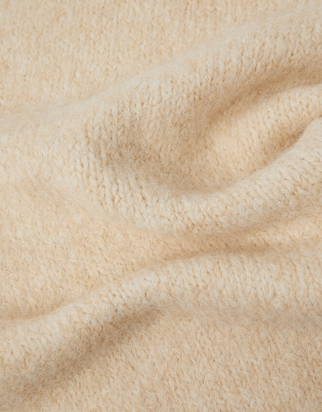 Taya Large Knitted Triangle Scarf, Natural (NATURAL), large