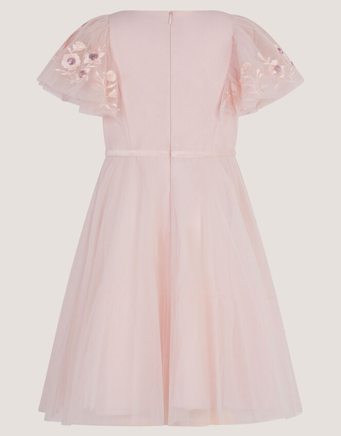 Oelene Floral Embroidered Skater Dress, Pink (PINK), large