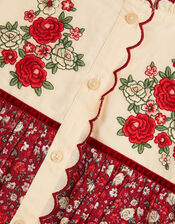 Ditsy Floral Embroidered Blouse, Red (BURGUNDY), large