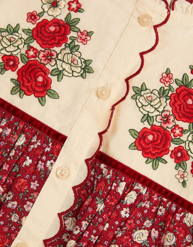 Ditsy Floral Embroidered Blouse, Red (BURGUNDY), large