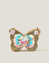 Sequin Embellished Butterfly Bag, , large