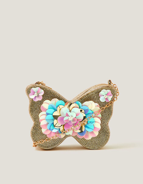 Sequin Embellished Butterfly Bag, , large