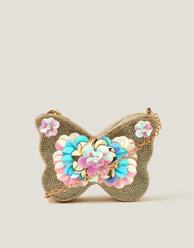 Sequin Embellished Butterfly Bag, , large