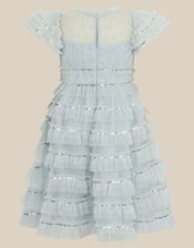 Riley Sequin Ruffle Mesh Party Dress, Green (SAGE), large