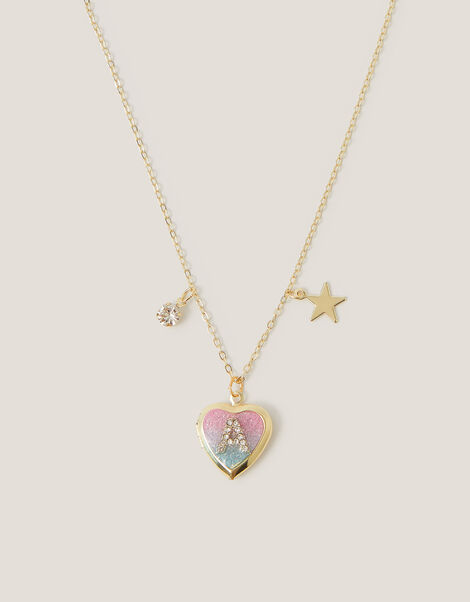 Initial Locket Charm Necklace, Gold (GOLD), large