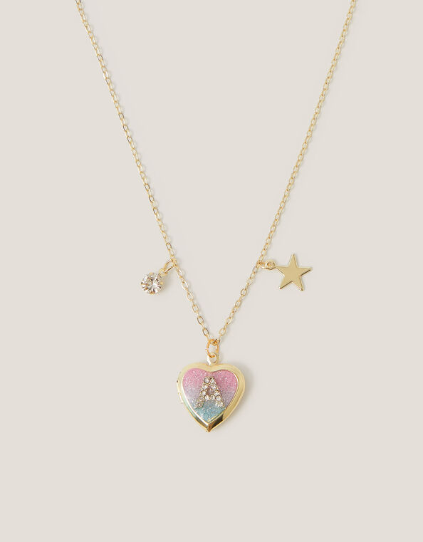 Initial Locket Charm Necklace, Gold (GOLD), large
