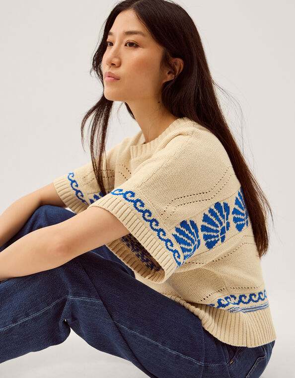 Safi Shell Knit Sweater, Ivory (IVORY), large