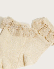 Sparkle Floral Lace Socks, Gold (GOLD), large