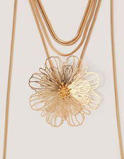 Statement Flower Layered Necklace, , large