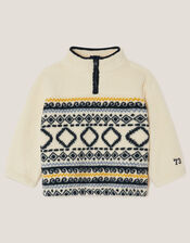 Ikat Print Half Zip Fleece, Camel (BEIGE), large