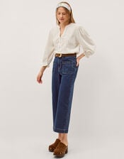 Leila Lace Jersey Top, Ivory (IVORY), large