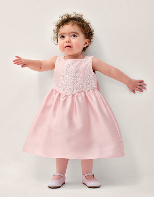 Baby Juno Lace Satin Dress, Pink (PINK), large