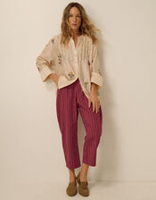 Nara Stripe Barrel Jeans, Red (RED), large