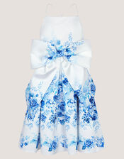 Rose Print Bow Party Dress, Multi (MULTI), large