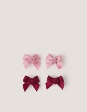 4-Pack Mini Rose Bow Hair Clips, , large