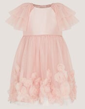 Baby Eden Appliqu&eacute; Rose Tulle Dress, Pink (PINK), large